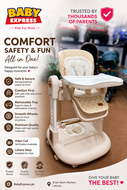 3-in-1 Baby High Chair, Walker and Swingng with Feeding Tray